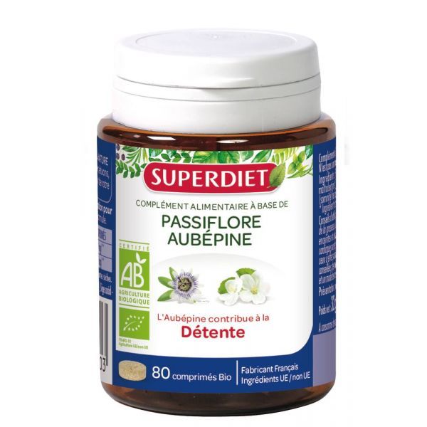 Superdiet Aubépine / Passiflore Bio - 80 comprimés