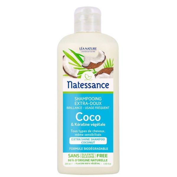 Natessance Shampooing Coco et Kératine végétale - flacon 250 ml