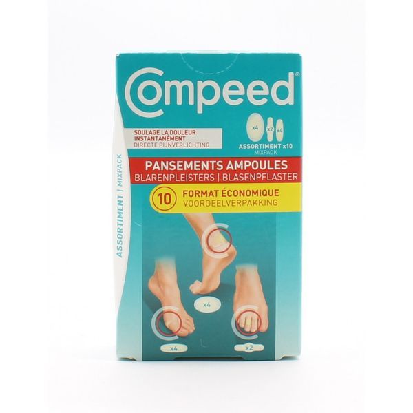 Compeed Pansements Ampoules Assortiment Format Economique 4.2 X 6.8 Cm / 2.0 X 6.0 Cm / 1.7 X 5.1 10