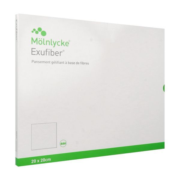 EXUFIBER Compresse, pansement gélifiant à base de fibre, stérile, 20 cm x 20 cm (ref. 709916), bt 10