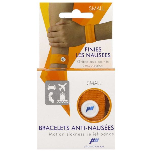 PHARMAVOYAGE BRACELET ANTINAUSEE SMALL Bracelet d'acupression antinausée small, orange (ref. 8019518), bt 2