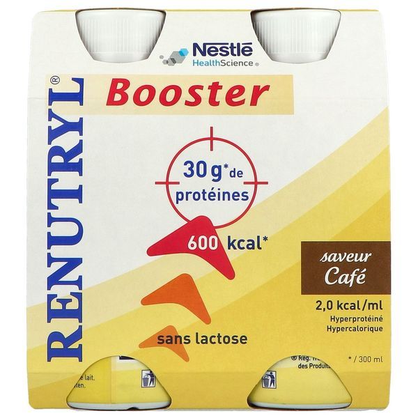 CLINUTREN RENUTRYL BOOSTER Denrée alimentaire destinée à des fins médicales spéciales, saveur café, 300 ml x 4