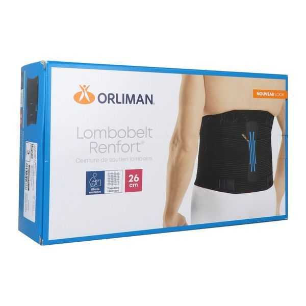 LOMBOBELT RENFORT ORLIMAN Ceinture de soutien lombaire à rappel postural, hauteur 26 cm, nouveau look, taille 3 (ref. TR0238263), unité