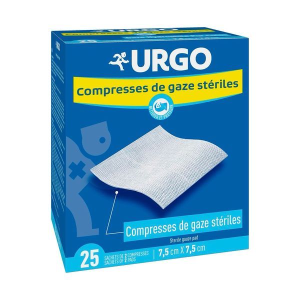 Urgo Compresse Tissee Sterile 7,5*7,5Cm (25 Sachets De 2 Compresses) 50
