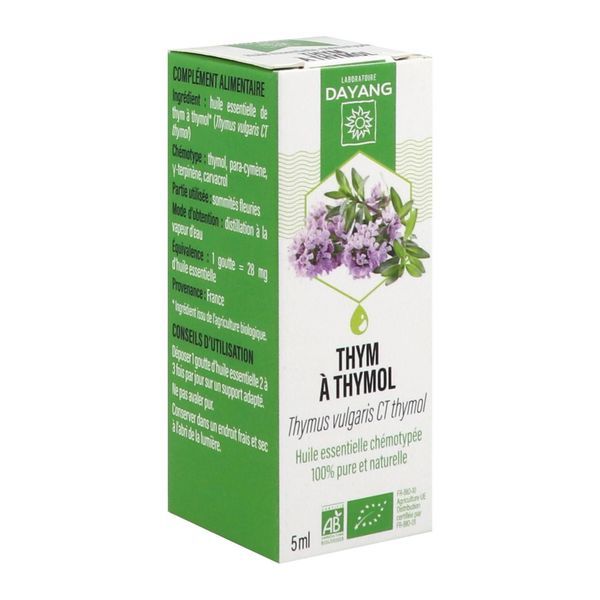 DAYANG HUILE ESSENTIELLE BIO Huile essentielle, complément alimentaire à base de thym à thymol HECT, fl 5 ml