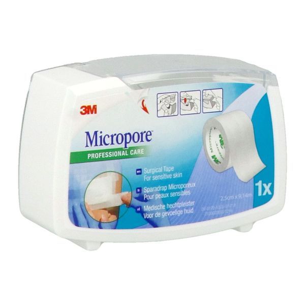 MICROPORE Sparadrap microporeux, non tissé, hypoallergénique, géant, blanc, 9,14 m x 25 mm (ref. 1530), unité
