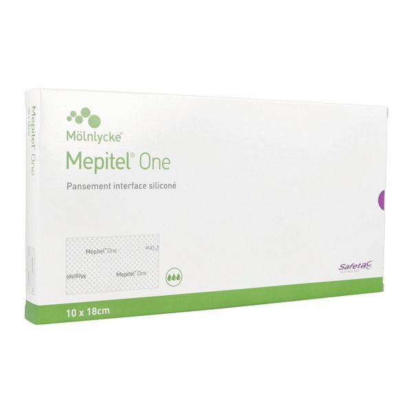 MEPITEL ONE Pansement interface transparent, siliconé d'un seul côté, stérile, 10 cm x 18 cm (ref. 289520), bt 10