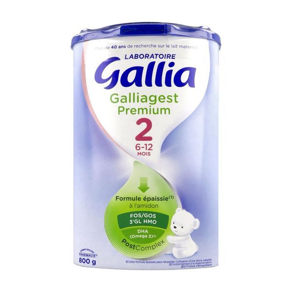 GALLIA GALLIAGEST PREMIUM 2 Lait de suite pour nourrisson 2ème âge, formule épaissie à l'amidon, bt 800 g