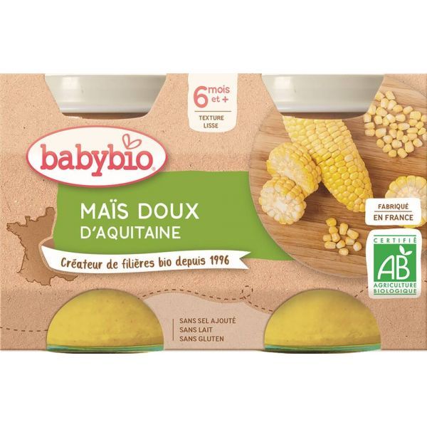 Babybio Petits pots Mais doux BIO - dès 6 mois - 2 x 130 g
