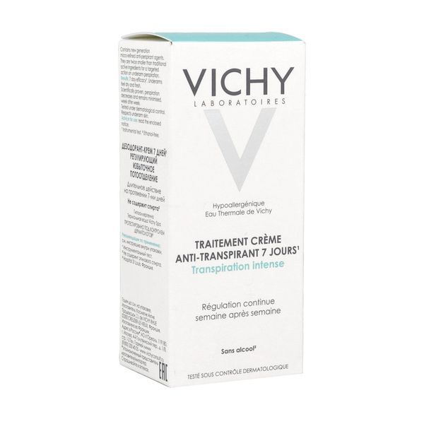 VICHY TRAITEMENT ANTITRANSPIRANT CREME Crème antitranspirante, efficacité 7 jours, tube 30 ml