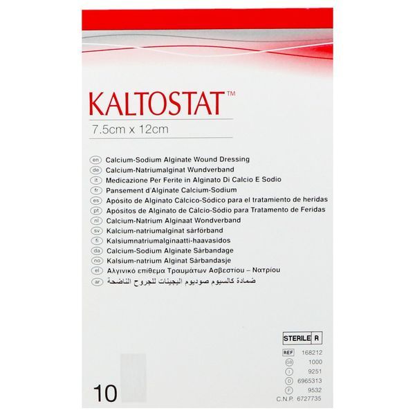 KALTOSTAT Pansement d'alginate, absorbant, 12 cm x 7,5 cm (ref. 168212), bt 10