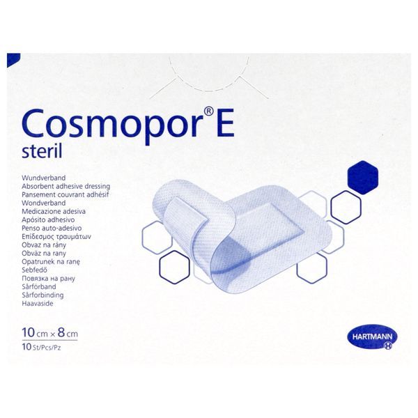 COSMOPOR E STERIL Pansement stérile, autoadhésif, couvrant, adhésif 4 côtés, 10 cm x 8 cm (ref. 900893/5), bt 10