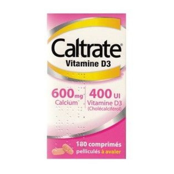 Caltrate Vitamine D3 600 Mg/400 Ui (Carbonate De Calcium Cholecalciferol) Comprimes Pellicules Secables B/180