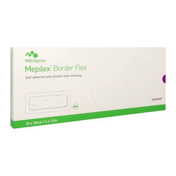 MEPILEX BORDER FLEX EM Pansement hydrocellulaire siliconé, bordé, flexible, forme mince, 10 cm x 30 cm (ref. 595920), bt 10