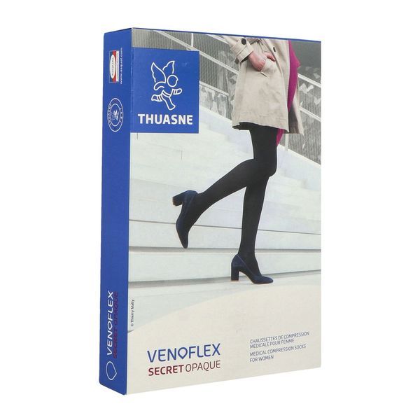 VENOFLEX 2 SECRET OPAQUE Chaussette médicale de compression classe 2, pour femme, noir, normal, taille 2, paire
