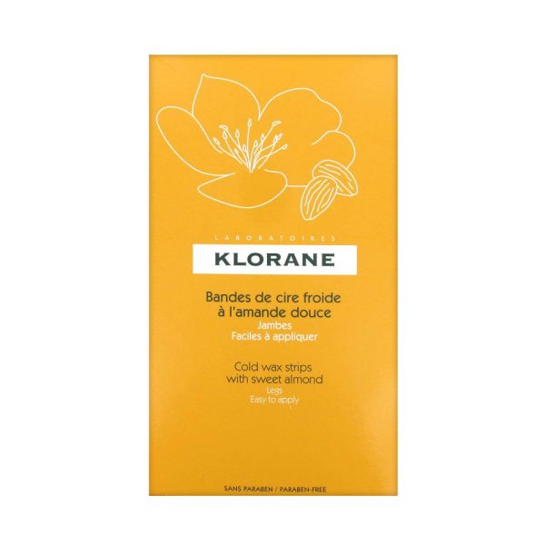 KLORANE BANDES DE CIRE FROIDE A L'AMANDE DOUCE BOITE DE 6 BANDES
