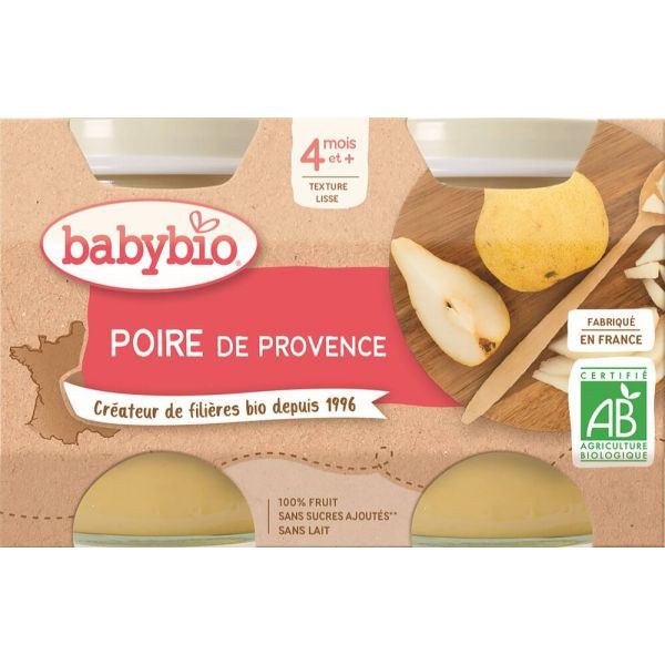Babybio Petits Pots Poire Bio - dès 4 mois- 2x130g