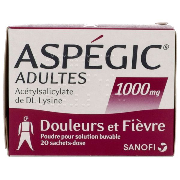 ASPEGIC ADULTE Poudre pour solution buvable 1000 mg, boîte 20 sachets-doses