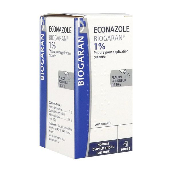ECONAZOLE BIOGARAN Poudre pour application cutanée 1 %, flacon poudreur 30 g