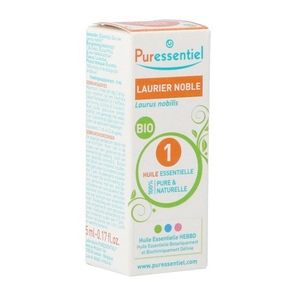 PURESSENTIEL HUILE ESSENTIELLE BIO COMPLEMENT ALIMENTAIRE Complément alimentaire, huile essentielle de laurier noble HEBBD, fl 5 ml