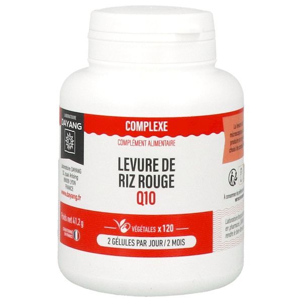 DAYANG LEVURE DE RIZ ROUGE Q10 Gélule, complément alimentaire à base de levure de riz rouge et coenzyme Q10, fl 120