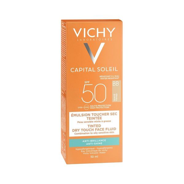 VICHY CAPITAL SOLEIL BB EMULSION SPF 50 BB émulsion solaire haute protection, SPF 50, teinte hâle naturel, tube 50 ml