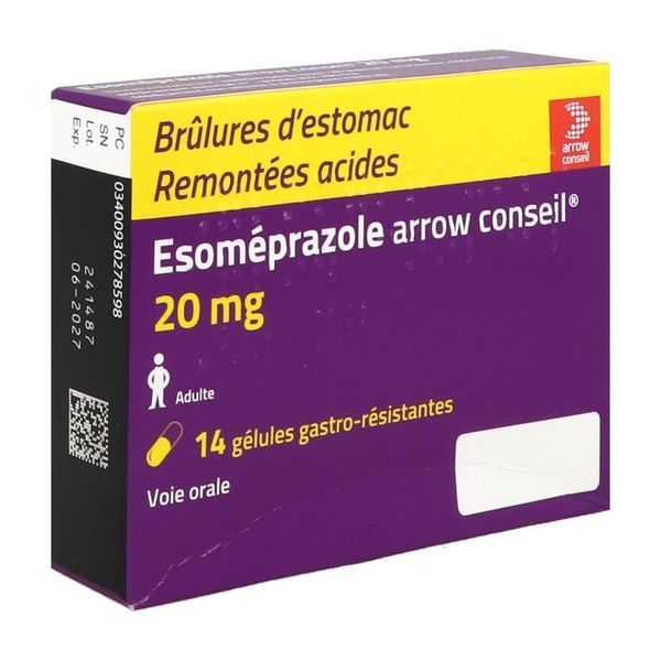 ESOMEPRAZOLE ARROW CONSEIL Gélule gastrorésistante 20 mg, boîte 14