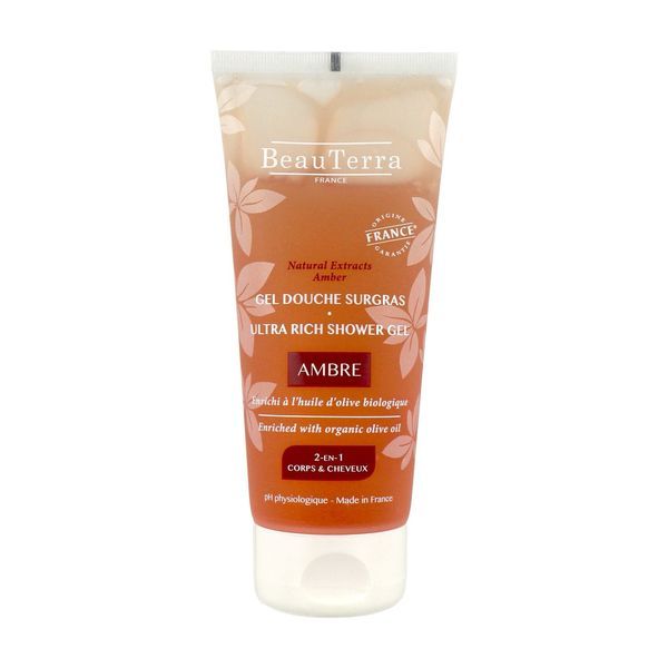 BEAUTERRA Gel douche surgras ambre 2 en 1 200 ml