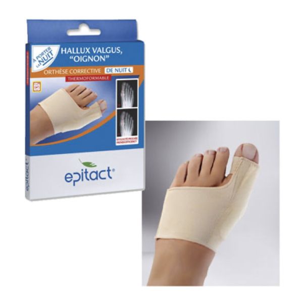 EPITACT ORTHESE CORRECTIVE NUIT Redresseur d'orteil pour Hallux valgus, thermoformable, bilatérale, médium, (ref. 0512), unité