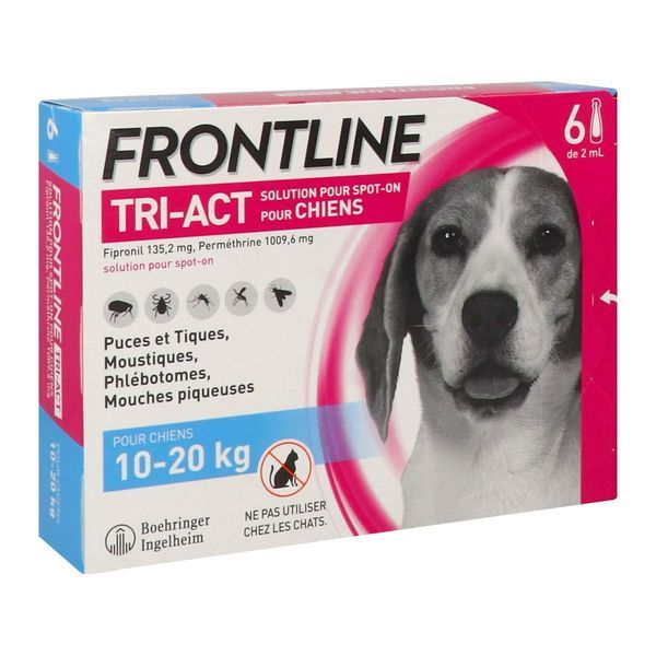 Frontline Tri-Act Solution Pour Spot-On Pour Chiens 10-20Kg (M) Pipette 2 Ml 6