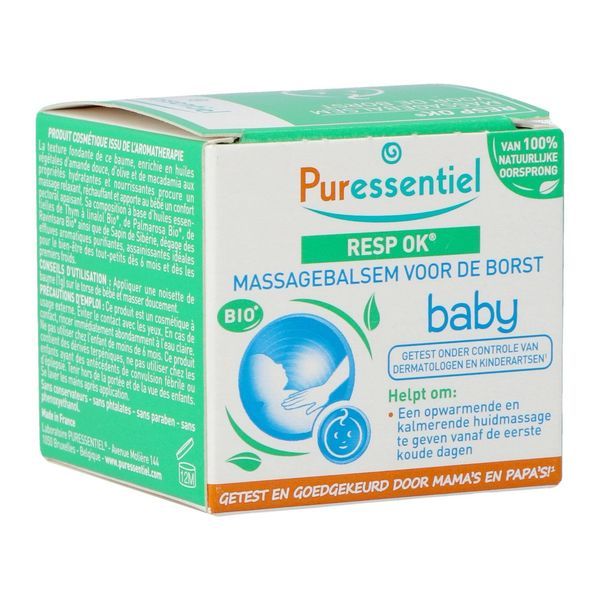 PURESSENTIEL RESP OK BAUME DE MASSAGE PECTORAL BEBE BIO Baume de massage pectoral, bio, pot 30 ml
