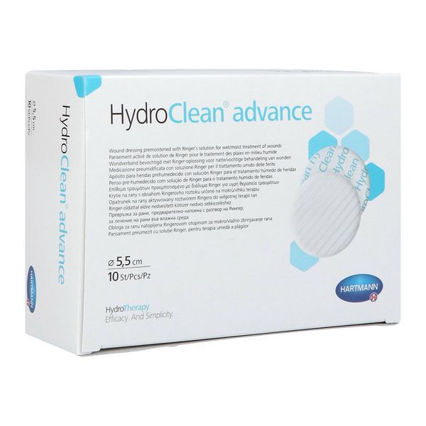 HYDROCLEAN ADVANCE Pansement hydrogel irrigoabsorbant, prêt à l'emploi, rond, diamètre 5,5 cm (ref. 6096662), bt 10