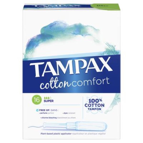Tampax Cotton Comfort Super 16 Tampons 100% Coton