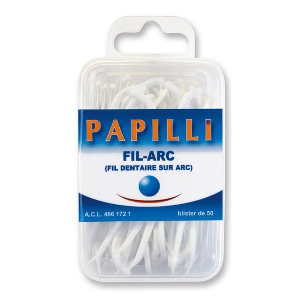 PAPILLI FIL ARC Porte-fil avec fil dentaire et cure-dent, bt 50