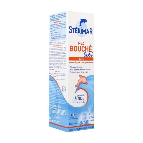 STERIMAR DECONGESTION NEZ BOUCHE BEBE Solution nasale hypertonique d'eau de mer, fl 100 ml