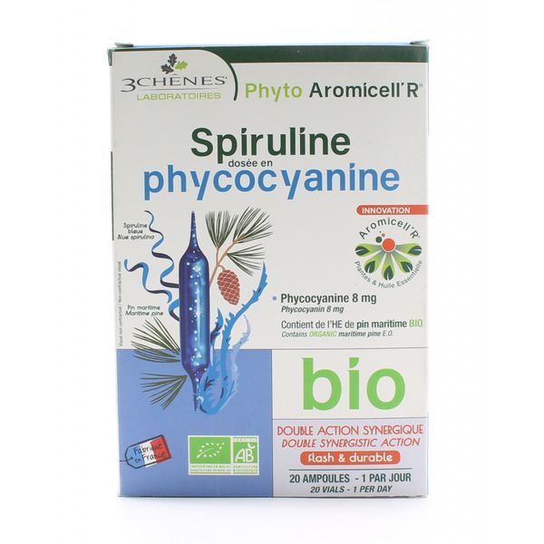 Spiruline Phycocyanine BIO - boîte de 20 ampoules de 10 ml