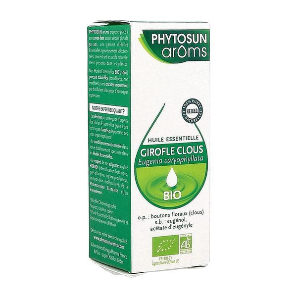PHYTOSUN AROMS GIROFLE CLOU HUILE ESSENTIELLE Complément alimentaire à base d'huile essentielle de clou de girofle, fl 10 ml
