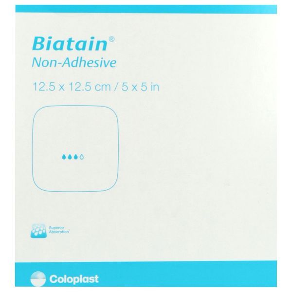 BIATAIN NON ADHESIVE Pansement hydrocellulaire absorbant, non adhésif, stérile, 12,5 cm x 12,5 cm (ref. 334271), bt 10