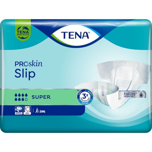 TENA SLIP SUPER Change complet hypoallergénique, sans latex, pour incontinence urinaire, small (ref. 711130), sac 30