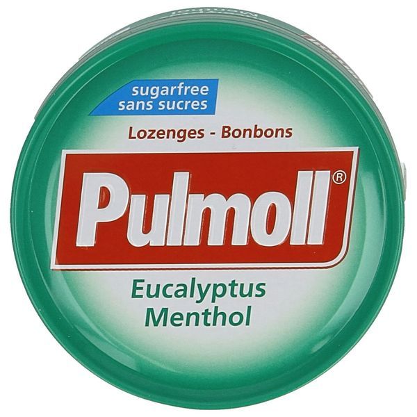 PULMOLL EUCALYPTUS MENTHOL Bonbon sans sucre avec édulcorants arôme eucalyptus-menthol, bt 45 g