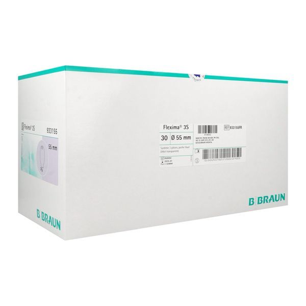 FLEXIMA 3S HAUT DEBIT Poche vidable, système 2 pièces haut débit avec anneau flottant, transparente, diamètre 55 mm (ref. 933155FR), bt 30