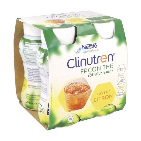 CLINUTREN FACON THE Denrée alimentaire destinée à des fins médicales spéciales, saveur citron, 200 ml x 4