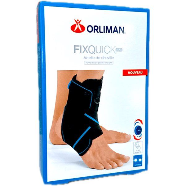 FIXQUICK MAX ORLIMAN CHEVILLERE Chevillère ligamentaire, laçage à mécanisme Boa, bilatérale, noir, taille 0 (ref. CP0125BI-0), unité