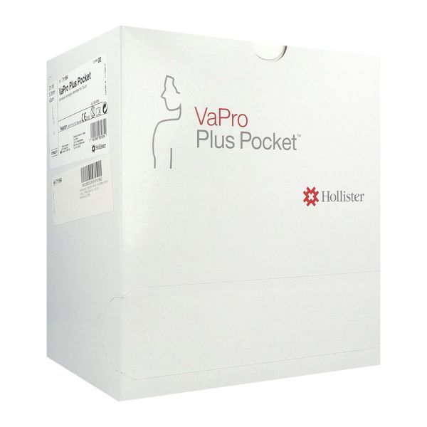 VAPRO PLUS POCKET Set de sondage urinaire intermittent, autolubrifié, type Nélaton, pour homme, CH 16, godet orange (ref. 71164), bt 30