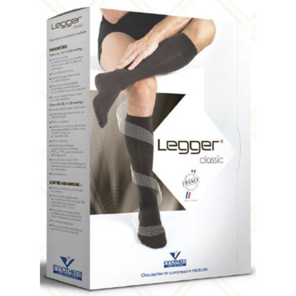 LEGGER 2 CLASSIC Chaussette médicale de compression classe 2, pour homme, écorce, normal, taille 2, paire