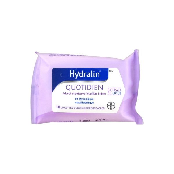 Hydralin apaisa lingettes intimes extrait lotus 10 lingettes