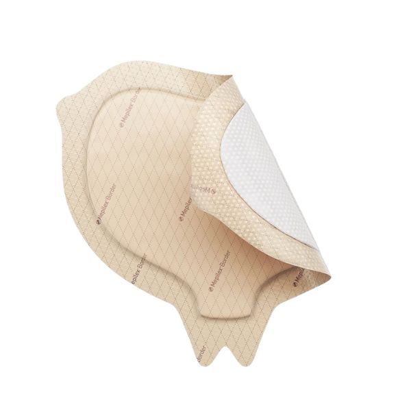 MEPILEX BORDER PROTECT SACRUM Pansement hydrocellulaire siliconé, auto-fixant forme anatomique sacrum, stérile, (ref. 282440) 22 cm x 25 cm, grand, bt 10