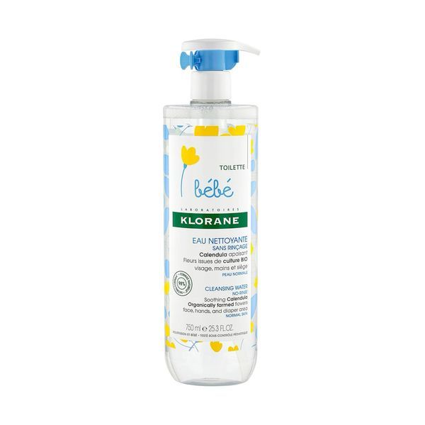 KLORANE BEBE TOILETTE EAU NETTOYANTE SANS RINCAGE Eau nettoyante au calendula bio, fl 750 ml