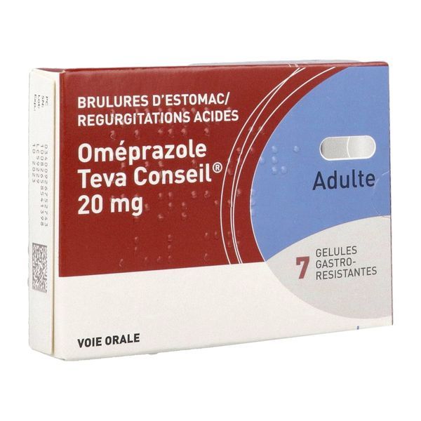OMEPRAZOLE TEVA CONSEIL Gélule gastrorésistante 20 mg, boîte 7
