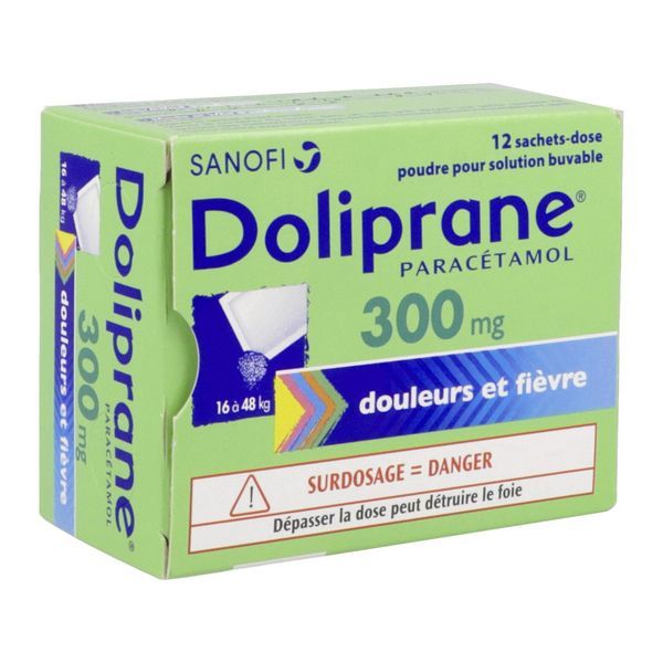 DOLIPRANE Poudre pour solution buvable 300 mg, boîte 12 sachets-dose